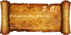 Petykovszky Oberon névjegykártya